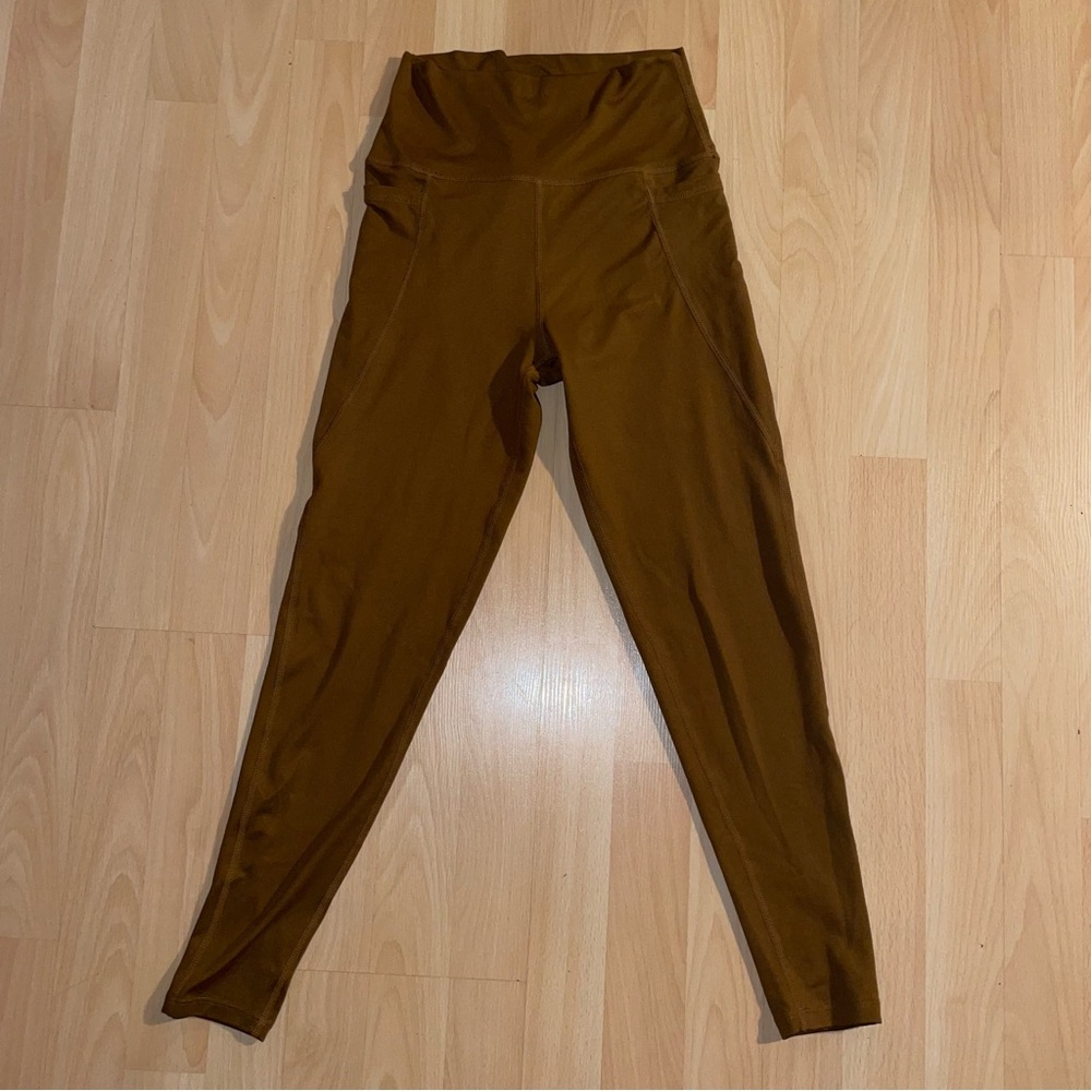 Chocolate Brown Capri Leggings with pockets Sage brand sz XS